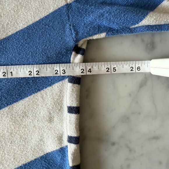 Lou & Grey Striped Asymmetrical Sweater Blue White XL 100% Cotton Nautical Shirt - Picture 6 of 7